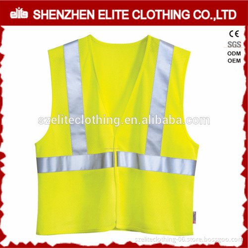 Plain Cheap Custom Made Reflective Fluorescent Safety Vest Yellow